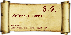 Bánszki Fanni névjegykártya
