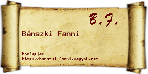 Bánszki Fanni névjegykártya
