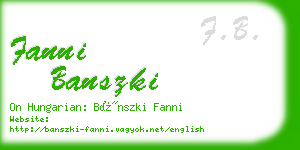 fanni banszki business card